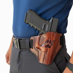 Leather OWB Pancake Holster with Open Top Fits Beretta 92FS, F92, 92X Performance, 96, M9 A1 A3 A4