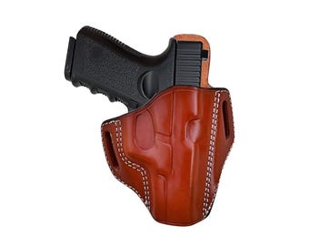 Handmade Leather OWB Holster: Fits Browning Hi Power & 1911
