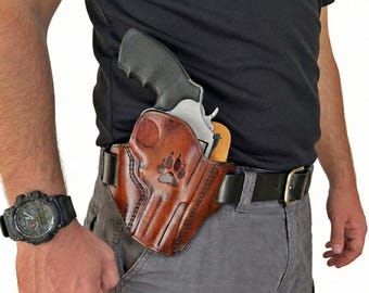 Funda de cuero para cinturón OWB compatible con Taurus 856 Defender o Taurus modelo 605 692, hecha a mano