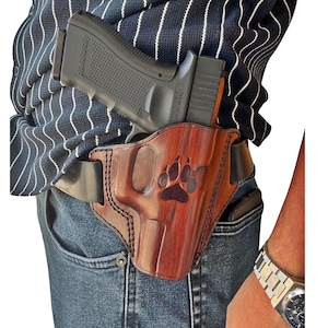 Leather OWB Pancake Holster with Open Top Fits Taurus G2S, G2C, G3C