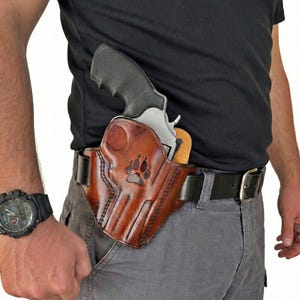 Leren riem OWB-holster past op Colt Python of Colt King Cobra 357 Magnum