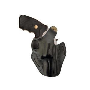 Leather Belt Holster Fits Taurus 856 Defender, 605 3 inch, 692, 82 - Thumb Break