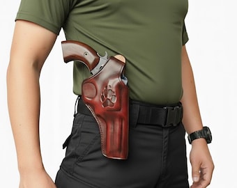 Fondina in pelle con pagaia adatta per Charter Arms Bulldog canna da 3 pollici, 44 Special