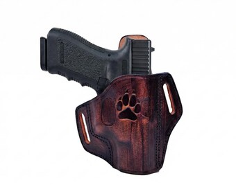 thumbnail image 2 of Pro Carry On Duty OWB Leather Holster For Glock 17,19,22,23,26,27,31,32,33,36 – Right Hand, Thumb Break 2 of 6