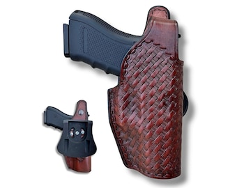 Handgjort läderpaddelhölster: Basketweave Colt 1911 .45 ACP
