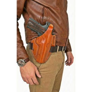 Funda de cuero compatible con CZ 75, SP01, P01, P07, P10S y Shadow (2-3 ranuras)