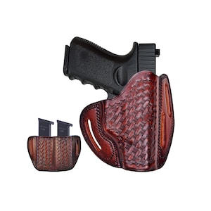 Handmade Leather Holster: Basket Weave Fits Walther PPK, PPQ, P99, CCP