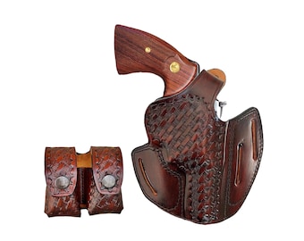 Genuine Leather Holster Fits Ruger GP100, SP101 357 Mag - OWB 3 Slot Loops - Thumb Break