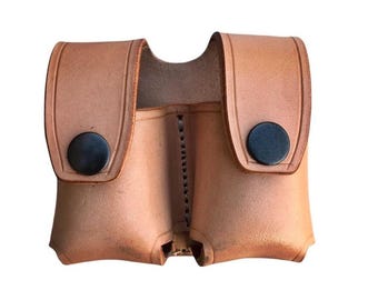 Leather Speedloader Holster: .357/.38 Special Revolver Pouch, 5/6 Shot