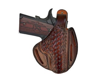 Fondina in pelle adatta alla serie Canik TP9 - / Vera pelle / Rottura del pollice / Fatto a mano / Fondina Canik TP9