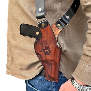 Custom Revolver Leather Shoulder Holster Fits Colt Python or Colt King Cobra .357 Magnum