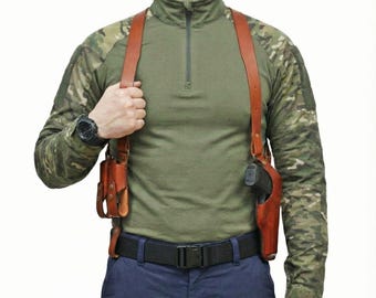 Leder Schulterholster passend für Ruger Sicherheit 9 mm, P85, SR9, SR9C, LC9 - Doppel-Magazintasche