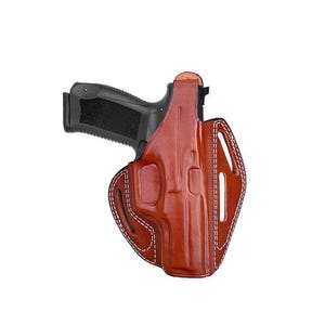 Leather Holster Fits Cz 75B, Cz 75D,  Cz SP01, Cz P01,  Cz P07, Cz P10S, Cz Shadow 2,  Cz 2075 Rami -| Genuine Leather | 3 Slot Belt
