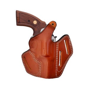 Genuine Leather Holster Fits Ruger GP100, SP101 357 Mag - OWB 3 Slot Loops - Thumb Break