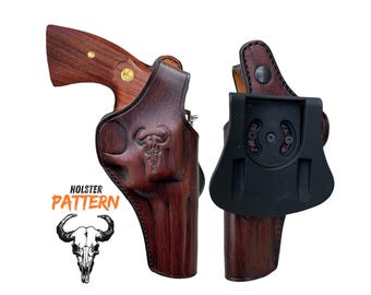 Handmade Leather Paddle Holster: Ruger GP100 & SP101, Custom Pattern