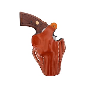 Leather Belt Holster Fits Taurus 856 Defender, 605 3 inch, 692, 82 - Thumb Break