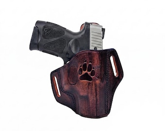 Leather OWB Pancake Holster with Open Top Fits Taurus G2S, G2C, G3C