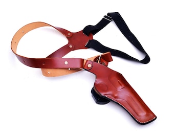 Leather Shoulder Holster Fits Ruger GP100, SP101 357 Mag - Vertical Posture