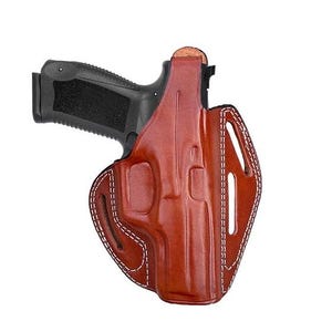 Kabura skórzana z hamulcem kciuka do pistoletów Glock 17, 19, 21, 23, 26, 27, 29, 30, 42, 43x - OWB Belt Carry - 3 szlufki na pasek