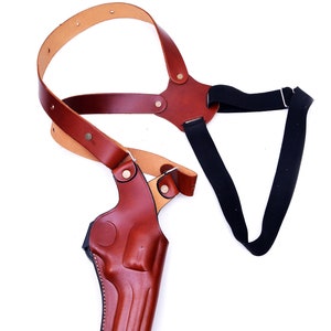 Leder Schulterholster passend für Ruger SP100, SP101 357 Mag - Vertikale Körperhaltung Bild 4