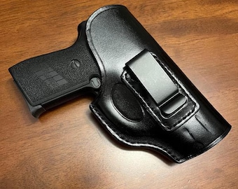 Leather Concealed Carry Holster for Glock 17, 19, 21, 23, 26, 27, 29, 30, 42, 43X - Belt Clips