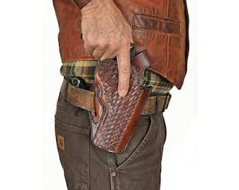 Leather Holster Fits Ruger GP100, SP101 357 Mag - Basket Weave