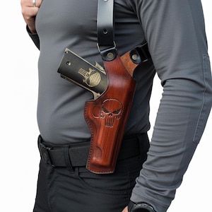 Leather Shoulder for Colt 1911 or Defender 1911, Custom Pattern Holster, Vertical Posture