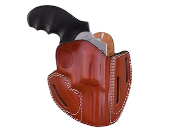 Leather Holster Fits Taurus 856 Defender, 605, 692, 82 - OWB Belt - 3 Slot Belt Loops