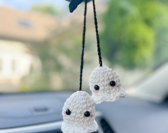 Crochet Ghost Car Mirror Accessory