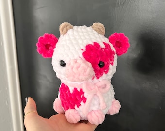 Crochet Heart Spot Cow Plushie