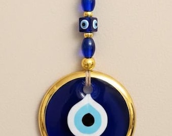 Evil Eye Wall Decor, Handmade Glass Nazar Amulet, Protection Charm for Home, Housewarming Gift