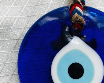 Handmade Blue Evil Eye Wall Decor - Turkish Nazar Amulet, Home Protection