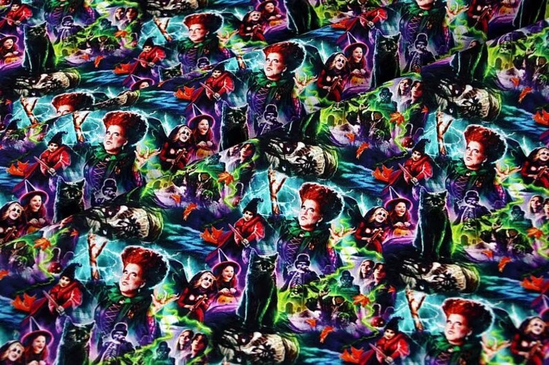 Hocus Pocus Halloween Fabric Cartoon Fabric Cotton Fabric by the Half ...