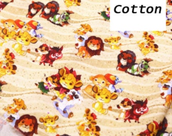 Tela del Rey León Tela del León Simba Mufasa Tela de dibujos animados Tela de algodón por media yarda