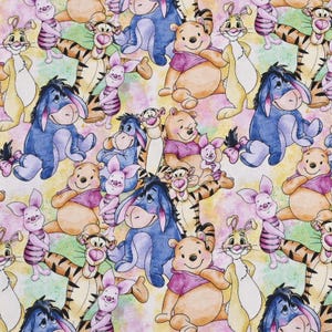 Tela de Winnie the Pooh, oso Pooh, Eeyore, Tigger, Piglet, tela de dibujos animados, tela de algodón de 45 cm