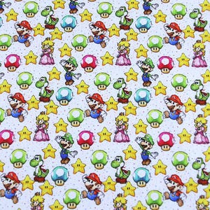 Tissu Super Mario et ses amis Tissu Mario Luigi Tissu Mario avec des dessins animés Tissu en coton au demi-mètre