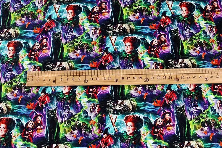 Hocus Pocus Halloween Fabric Cartoon Fabric Cotton Fabric by the Half ...