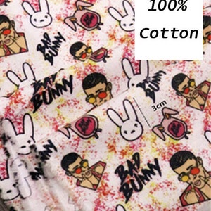 Tkanina Bad Bunny Tkanina Cartoon Bunny Tkanina bawełniana na pół metra