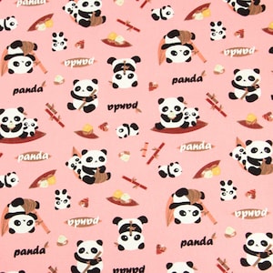 Panda Fabric Panda Bear Fabric Cartoon Fabric Cotton Fabric By The Half Yard