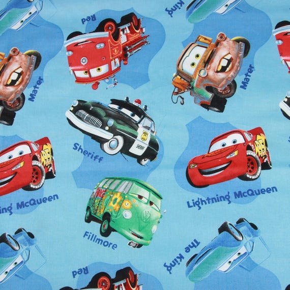 Cars Movie Fabric Lightning McQueen Fabric Cartoon Fabric Cotton Fabric By The Half Yard