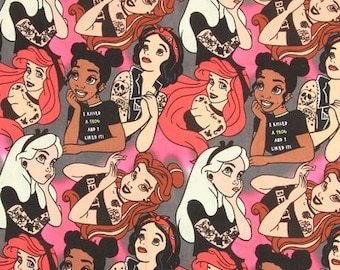 Disney Multi Princess Fabric Cinderella Ariel Snow White Cartoon Fabric Cotton Fabric By The Half Yard