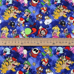 Super Mario und Freunde-Stoff Mario Luigi-Stoff Cartoon Mario Stoff Baumwoll-Stoff Durch Die 45 CM
