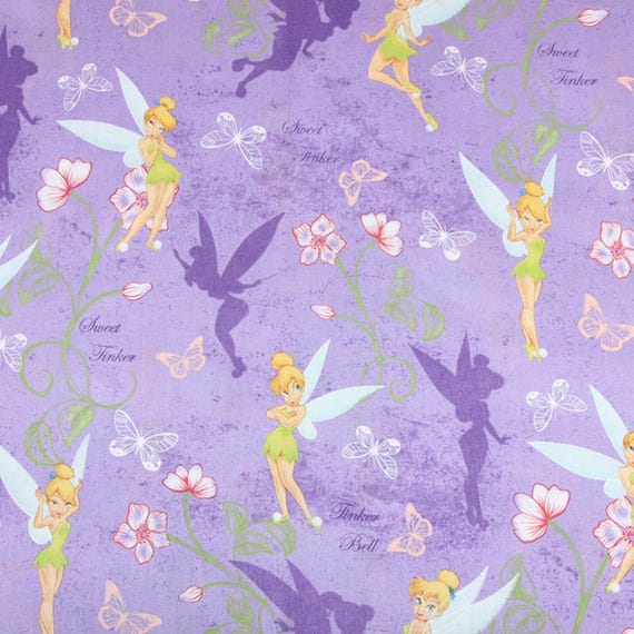 Tinker Bell Fabric Disney fairy Fabric Cartoon Fabric Cotton Fabric By The Half Yard