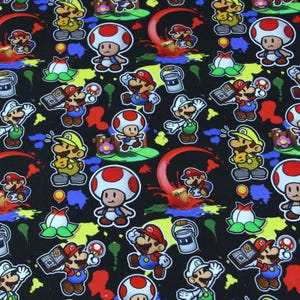 Super Mario And Friends Fabric Mario Luigi Fabric Cartoon Mario Fabric Cotton Fabric By The Half Meter