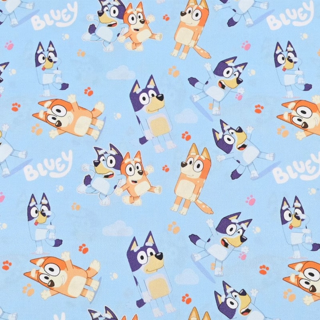 Bluey Fabric Blue Dog Fabric Anime Fabric 100% Cotton Fabric Cartoon ...