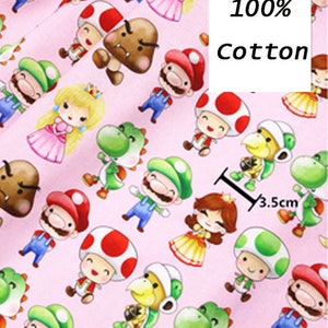 Super Mario Fabric Mario Luigi Fabric Cartoon Mario Fabric Cotton Fabric By Half Yard