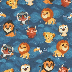Lion King Fabric Lion Simba Mufasa Fabric Cartoon Fabric Cotton Fabric By The Half Yard