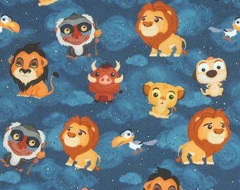 Tela de El Rey León, dibujos animados de León y Simba, algodón (media yarda)