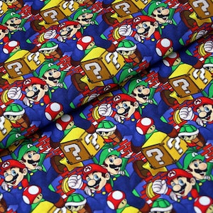 Super Mario And Friends Fabric Mario Luigi Fabric Cartoon Mario Fabric Cotton Fabric By The Half Meter