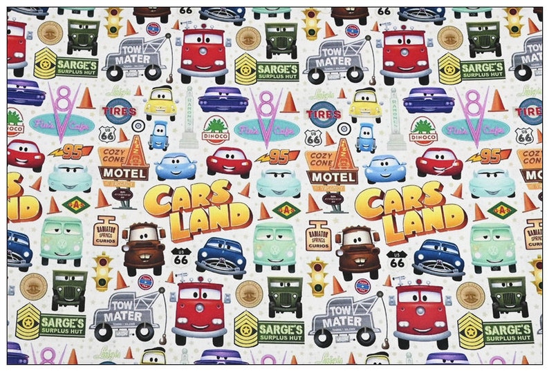 Cars Pixar Pattern Disney Pixar Cars & Lightening Mcqueen Cotton Fabric Cartoon Fabric ...